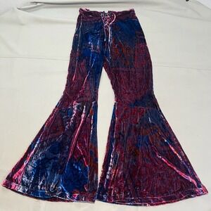 Free People Velour Velvet Boho Lagenlook Bell Bottom Pant FlareOB1215127-12-4657
